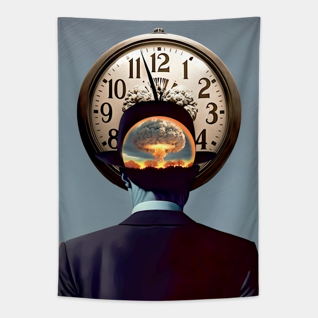 Doomsday Clock 2023 No 1: Ninety Seconds Left to Go Tapestry by Puff Sumo