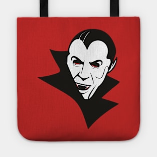Dracula, menacing black and white illustration with red details Tote