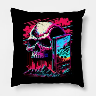 Synthwave Skull Pillow