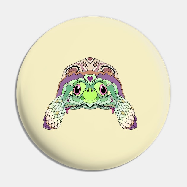 Happy Tortoise in Pastels Pin by Persnickety Dirigible