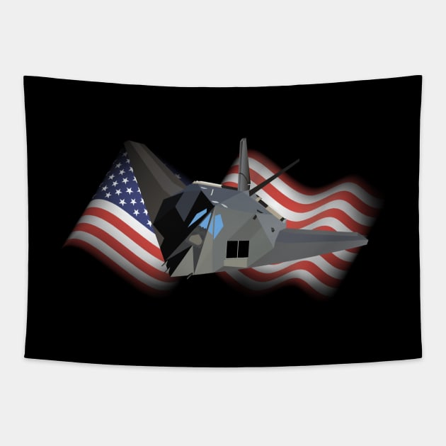 American Stealth Attack Aircraft F-117 Tapestry by NorseTech