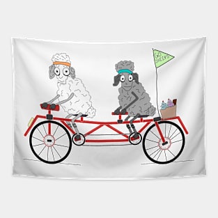 Sheeps on a tandem bike Tapestry