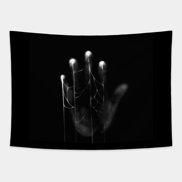 Bloody Dark Hand On Black Background Tapestry by SYLPAT