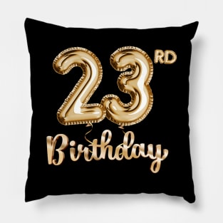 23rd Birthday Gifts - Party Balloons Gold Pillow