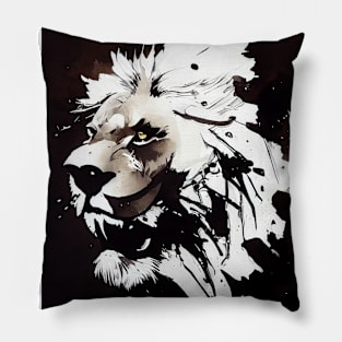 Lion Wild Nature Free Spirit Art Brush Painting Pillow