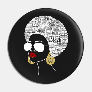 African Hair Word Art Beautiful Black Woman Pin