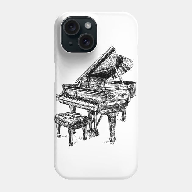 Piano Sketch Phone Case by rachelsfinelines