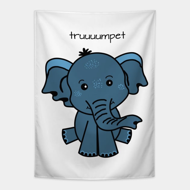 sweet funny Baby Elephant Cartoon Tapestry by Hispaniola-Fineart