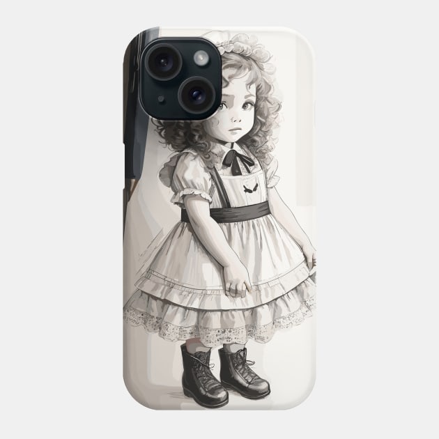 Pencil drawing. Portrait of a charming little girl Phone Case by CatCoconut-Art