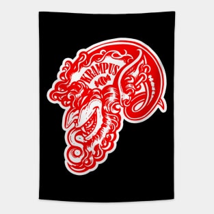 Smiling Krampus - White Outlined, Red Design Version Tapestry