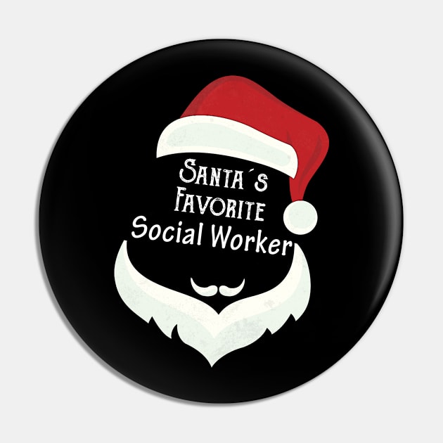 Santa's Favorite Social Worker Santa Claus Hat Christmas Pin by Trendy_Designs