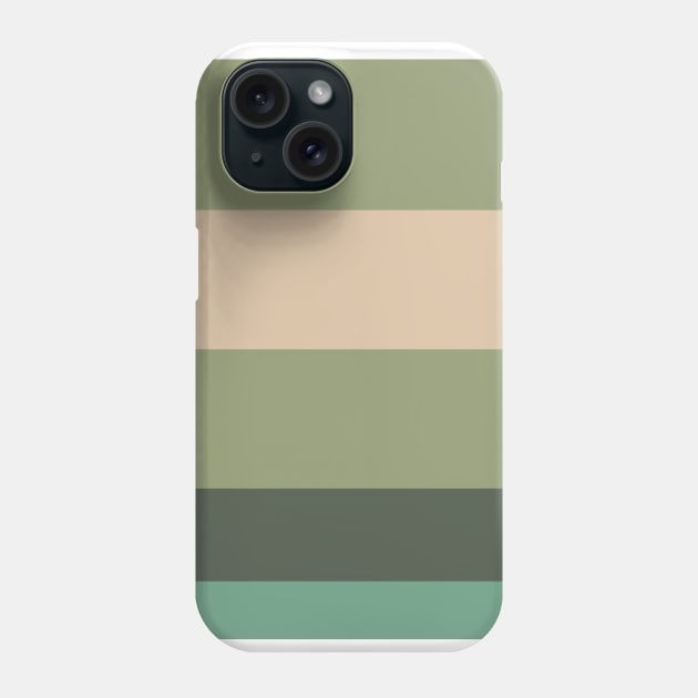 A selected federation of Camo Green, Beige, Artichoke, Greyish Teal and Ebony stripes. Phone Case by Sociable Stripes