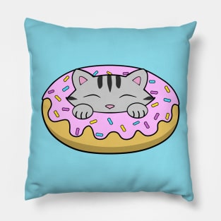 Cute Pink Donut Cat Pillow