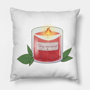Cozy morning raspberry scented candle Pillow