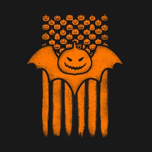 American Flag Halloween Pumpkin Bat T-Shirt