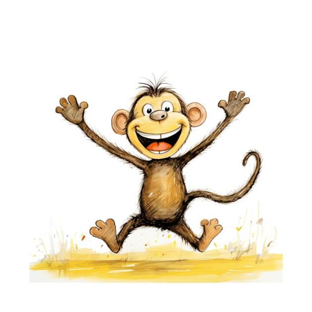 Cute Monkey Illustration by Geminiartstudio