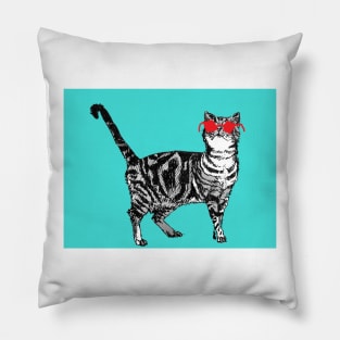 Cool Tabby Cat in Sunglasses Pillow