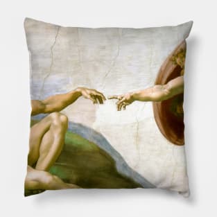 The Creation of Adam Painting by Michelangelo Sistine Chapel Pillow