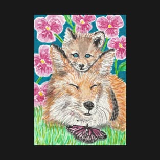 Fox  family flowers T-Shirt