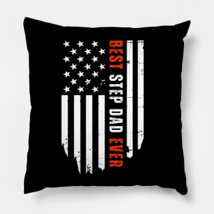 Best Step Dad Ever American Flag Stepfather Father's Day Pillow