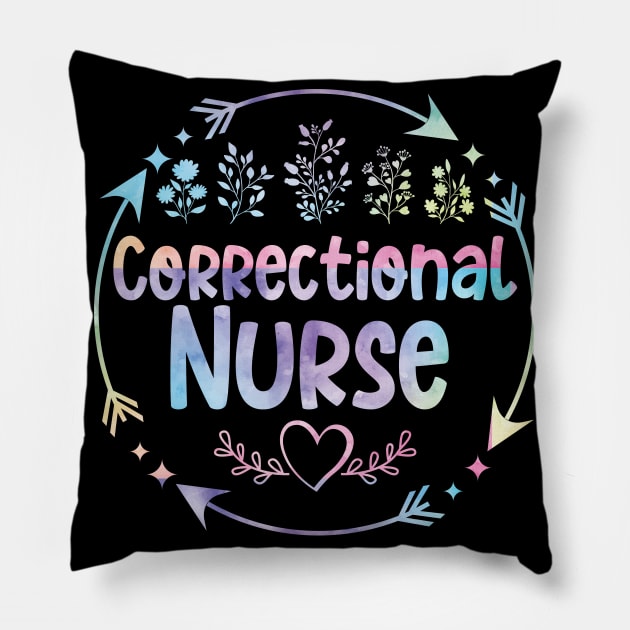 Correctional Nurse cute floral watercolor Pillow by ARTBYHM