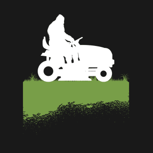 Bigfoot Riding Lawnmower Sasquatch Mowing The Lawn Grass T-Shirt