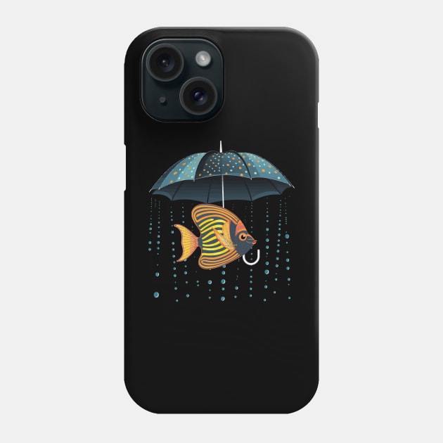 Angelfish Rainy Day With Umbrella Phone Case by JH Mart