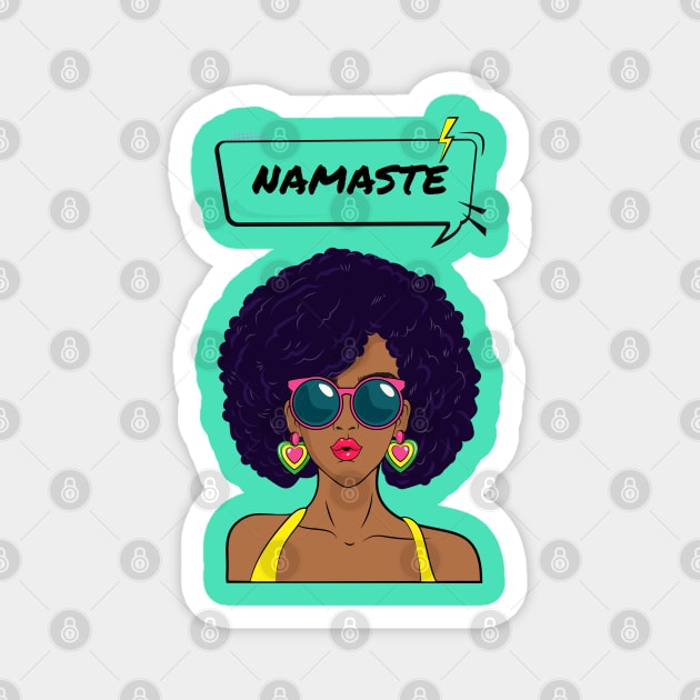 Namaste Cartoon Woman in Sunglasses Magnet by DesignIndex