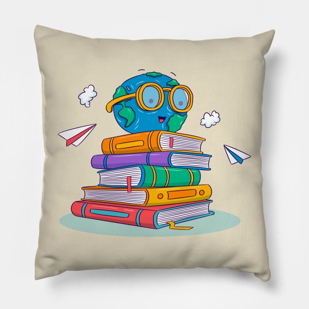 World Book Day Illustration Pillow by Mako Design 