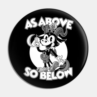 Pagan As Above So Below Funny Satanic Baphomet Retro Cartoon Pin