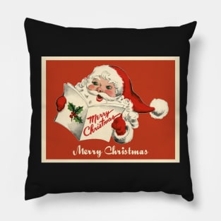 Vintage Santa Claus - Merry Christmas Greeting Card Pillow