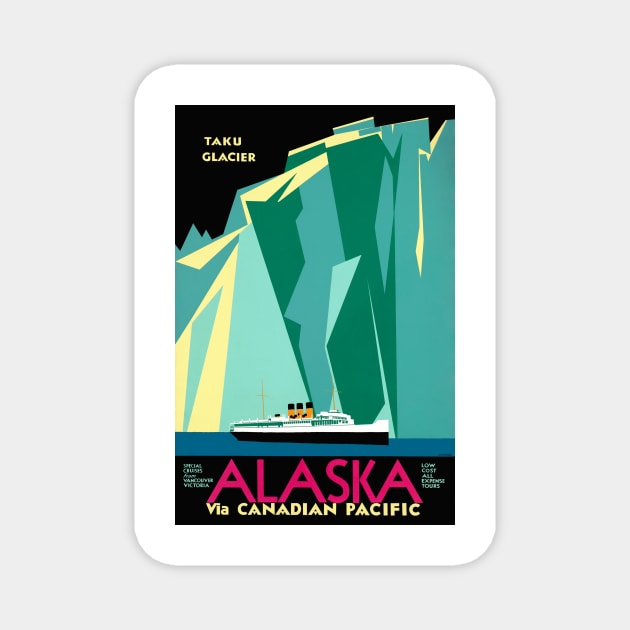 Vintage Travel Poster Alaska Taku Glacier Magnet by vintagetreasure