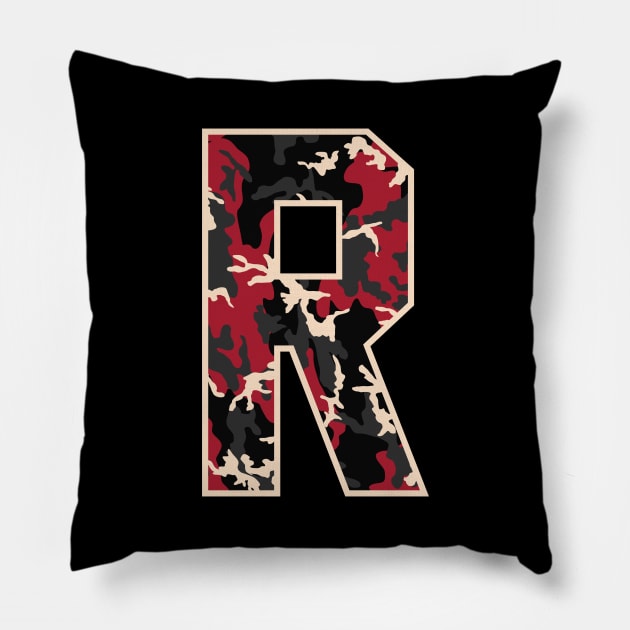 Initial Capital Letter R Camo Alphabet Gift Women Men Kids Pillow by teeleoshirts