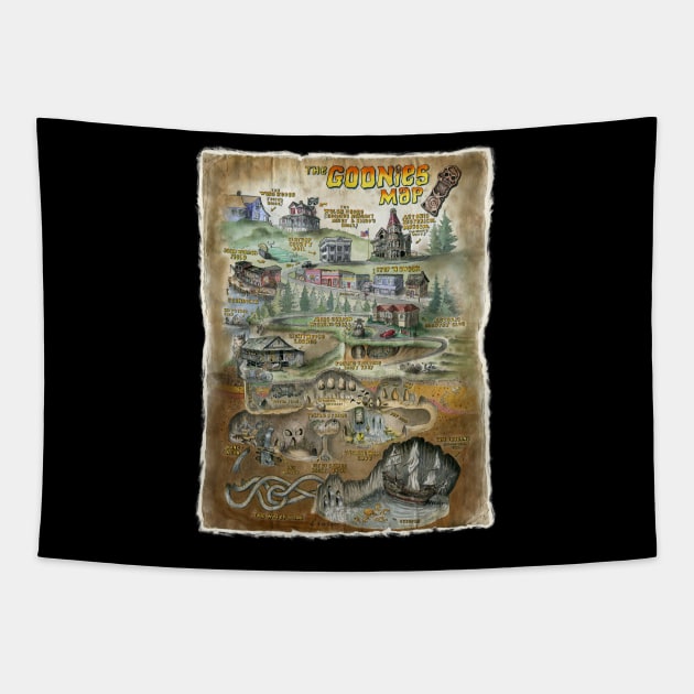 Goonies Map Tapestry by natearts