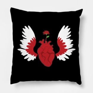 Heart Flying and Blooming Pillow