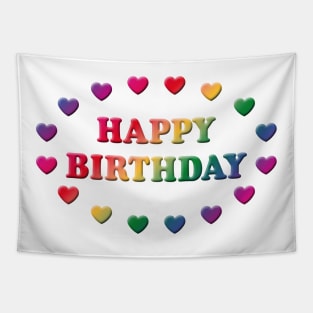 Happy Birthday (Day Of Birth / Hearts) Tapestry