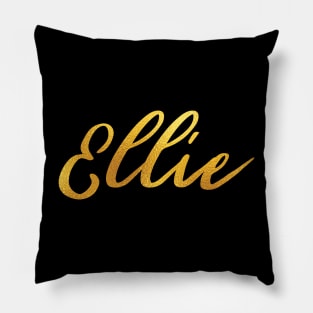 Ellie Name Hand Lettering in Faux Gold Letters Pillow