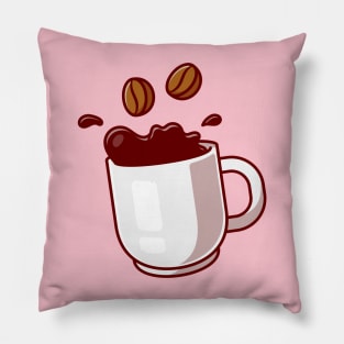 Floating Coffee With Beans Cartoon Pillow