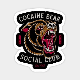 Cocaine Bear Social Club - Vintage Traditional Tattoo Magnet