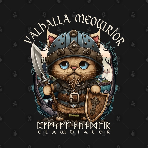 Nordic Norse Valhalla Viking Cat Warrior by Apocatnipse Meow