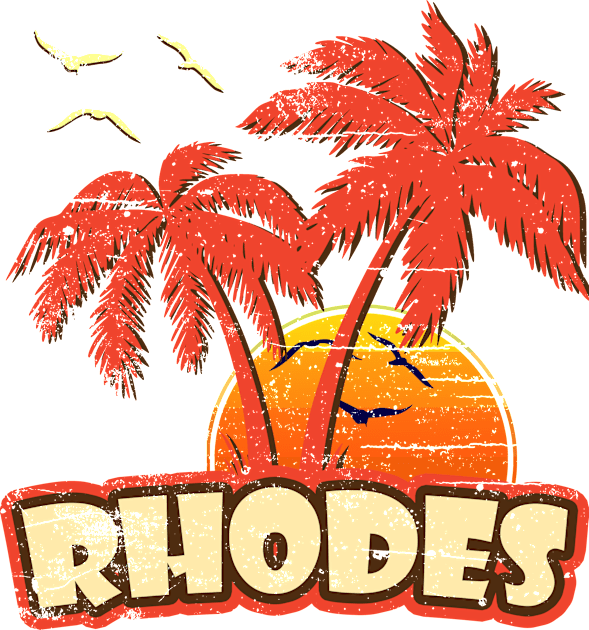 Rhodes Vintage Sunset Kids T-Shirt by bridgewalker