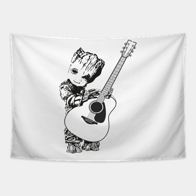 Baby Groot Acoustic guitar Tapestry by sebstgelais