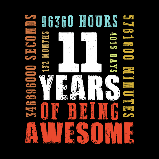 Vintage 11 Years Of Being Awesome Birthday by Kokomo