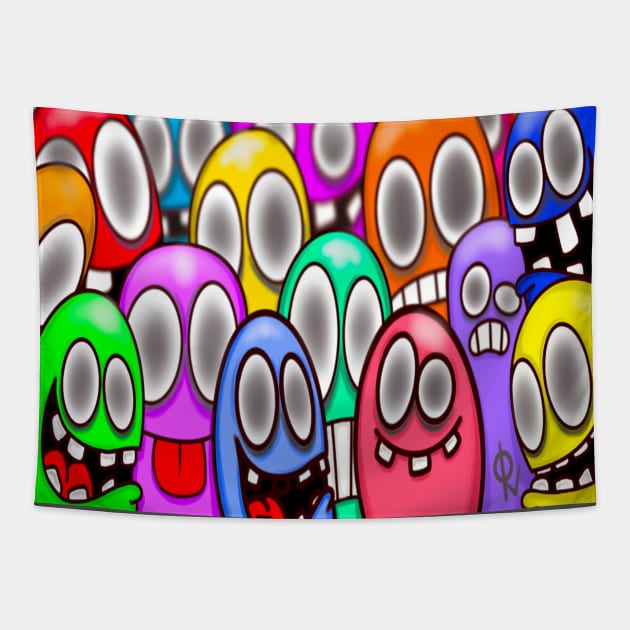 Oddballs Crazy Weird Loony Characters Tapestry by ARTHE