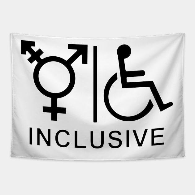 Gender Neutral and Whelchair Inclusive Bathroom Sign Tapestry by DiegoCarvalho