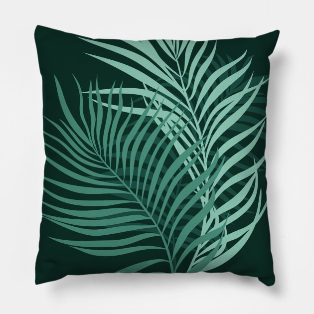 Jungle Secret (Palm Leaves Pattern) Pillow by lents