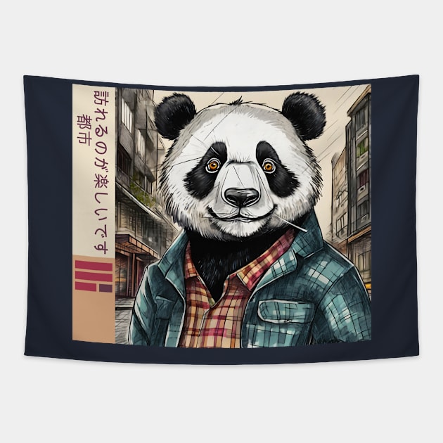 Future Panda-Happy to be Here Tapestry by PixelTim