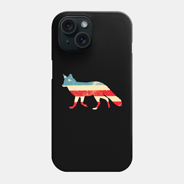 American Flag Fox Phone Case by finchandrewf