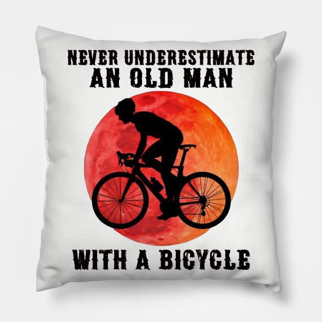 Cycling Never Underestimate An Old Man Classic Pillow by janetradioactive