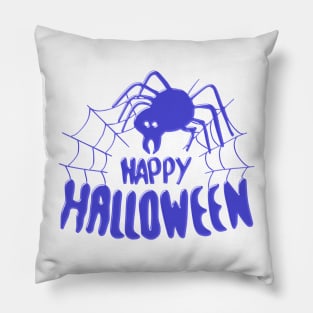 Happy Halloween Spider blue Pillow